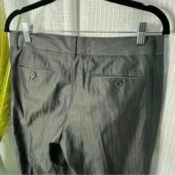 Theory Max C/Coin Women’s 6 Gray Pinstripe Flat Front Wide Leg Dress Pants - Picture 5 of 14